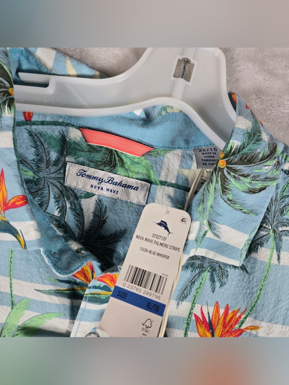 Tommy Bahama Mens XL Button Shirt Nova Wave Palmero Stripe Floral Seersucker NWT - Picture 4 of 10